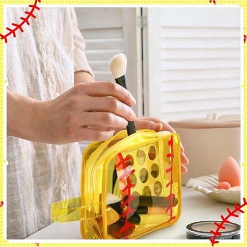 Reginary 12 Pcs Softball Cosmetic Bag Gifts Accessories for Makeup Bags Softball Clear PVC Cheer Case Toiletry Zipper Pouch Waterproof Travel Toiletry Handbag Purses Organizer for Women Valentine Gift4