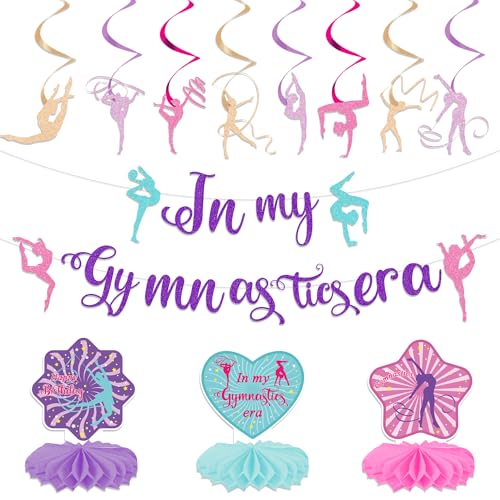 Gymnastics Birthday Party Decorations - Gymnastics Party Supplies, Include 2 Sport Banner, 8 Swirls, 3 Honeycomb Centerpieces, Surprise Decor for Girls & Fans Gymnastics Birthday Party Decorations - Gymnastics Party Supplies, Include 2 Sport Banner, 8 Swirls, 3 Honeycomb Centerpieces, Surprise Decor for Girls & Fans
