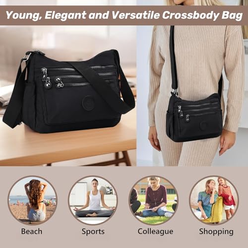 Women's Crossbody Bag, Shoulder Bag, Waterproof Backpack Shoulder Bag, Lightweight Nylon Work Travel Bag, Messenger Bag3