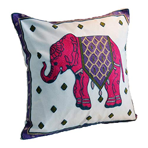 ZUODU Housse de coussin motif éléphant rouge 45 x 45 cm - Broderie nationale bohème pour pendaison de crémaillère, voiture, décoration de maison, housse de coussin (éléphant-rouge) Cover