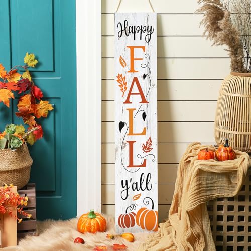 Dandat Thanksgiving Fall Porch Sign 47" Happy Fall Y'all Wooden