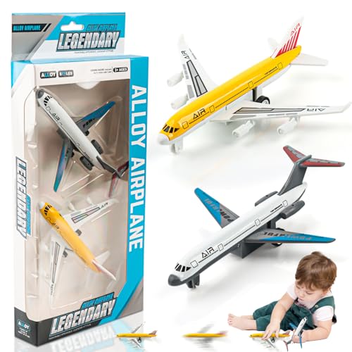 Phlognfy Flugzeug Metall Spielzeug, Pull Back Flugzeug Spielzeug, Simulations Modell, Geburtstagsgeschenk für Belohnung für Lernfortschritte