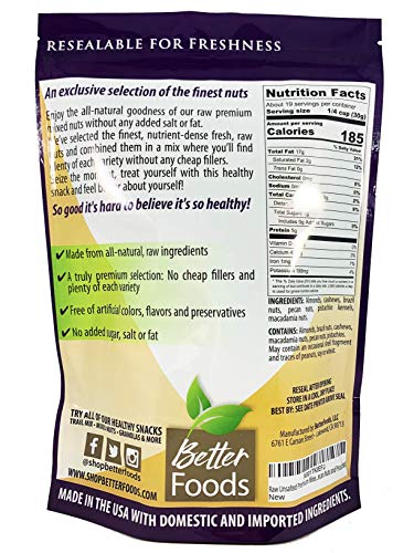 Raw Unsalted Premium Mixed Nuts (Almonds, Brazil Nuts, Cashews, Macadamia Nuts, Pecan Nuts and Pistachios) - Non-GMO Natural Nuts Gluten-Free Bar Party Snack Gift - Thumbnail 5