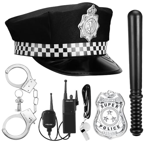 Mineup Polizei Kostüm Zubehör, 7 Stück Polizei Zubehör Set, Polizei Kostüm Damen Herren, mit...