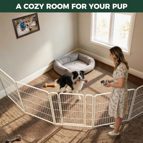 Image of FXW Homeplus Indoor Dog Playpen with Fence-to-Wall Anchors, 32 inch H, 6 Panels