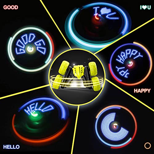 Fuuy 4Wd Fast Rc Stunt Car Light Yellow Hot Wheels Cars Double-Sided Driving Rc Drift Trunk Toys Remote Control Car For Boys 4-7 #TOP1