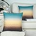 CaliTime Pack of 2 Cozy Fleece Throw Pillow Cases Covers for Couch Bed Sofa Farmhouse Modern Gradient Ombre Rainbow Stripes 18 X 18 Inches Teal to Coffee