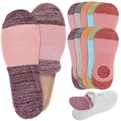 Twistover 10 Pairs Insole Socks Covers Sockless Barefoot Insoles Terry Covers Shoe Liners No Show Inserts Anti Slip Breathable Unisex Shoe Socks for Women Men Adult Sport Running, Insole No Included