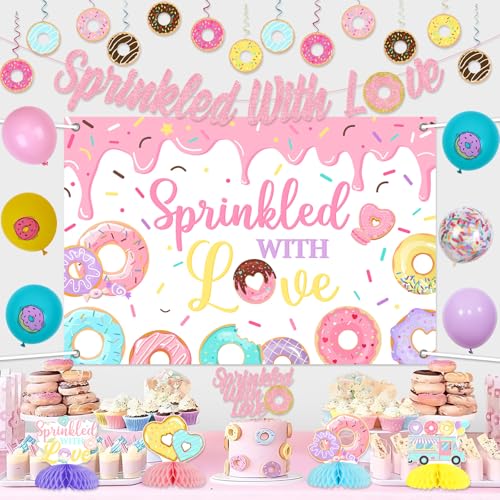 Décorations fête prénatale rose fille kit complet avec topper gâteau réutilisable - 2