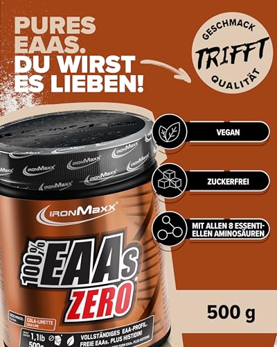 IronMaxx 100% EAAs Zero Cola & Lime 500g - EAAs Pulver hochdosiert, Vegan und zuckerfrei, 8 essentielle Aminosäuren zur Ergänzung deiner Sporternährung 3