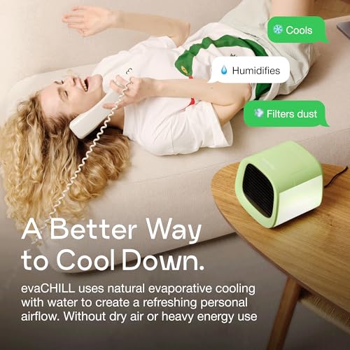 Image of Evapolar Portable Air Conditioners - Small Personal AC Unit - Evaporative Air Cooler for Desk & Camping - Swamp Cooler - Evachill, Green