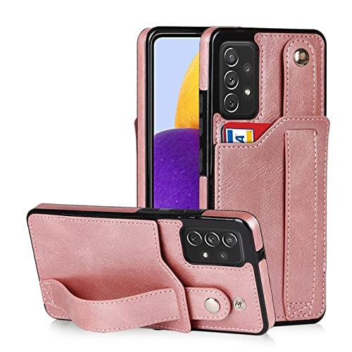 Étui Samsung Galaxy A52 antichoc avec dragonne rose anti-chute