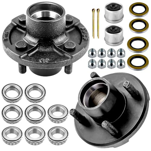 TPZZ 4 Lug Trailer Hub for 2000 lbs 4x4 Trailer Hub Kit fits 1 and 1-1/16 Axle Heavy Duty 4 Lug Boat Trailer Hubs Trailer Idler Hub for Multi-Axle Trailers