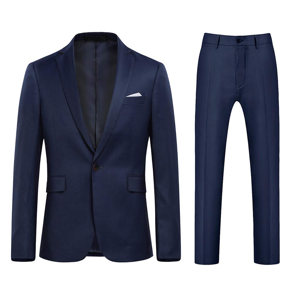 Allthemen Abito da Uomo in 2 Pezzi Tinta Unita con Un Bottone e Spacco sul Retro (Blazer + Pantaloni) Suit da Lavoro Business