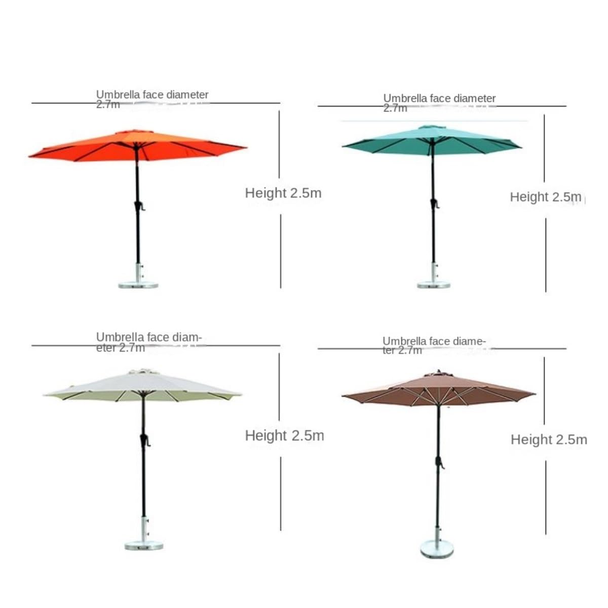 Gartenschirm Balkon Garten Freizeit Handkurbel Sonnenschirm Außen Stand Mittelsäule Sonnenschirm Gartenmöbel Zubehör(Brown)