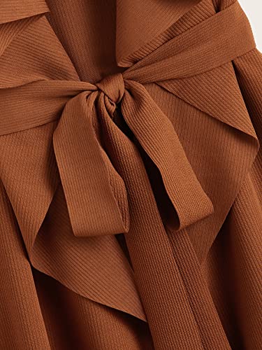 RAOGE Jackets for Women Jackets - Draped Collar Self Belted Vest (Color : Brown, Size : Large)4