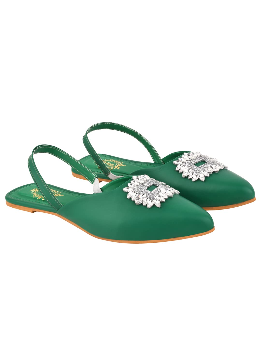 Shoetopia Embellished Front Studded Buckle Green Mules For Women & Girls /UK6 (B0BZPSNB4H) Amazon Price History, Amazon Price Tracker