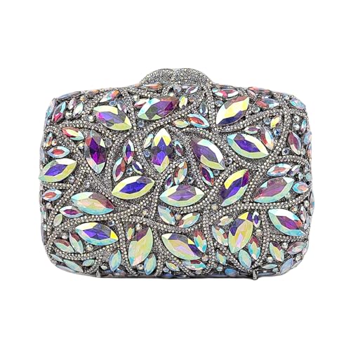 Image of Colorful Crystal Clutch Box Handbag Women Sparkling Evening Bags for Wedding Party Prom Purse