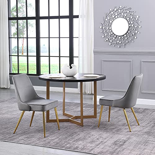 Kithkasa Upholstered Velvet Dining Chairs Sets Of 2 Mid-Century Modern Comfy Side Chair With Gold Legs For Kitchen Living Room Grey #TOP3