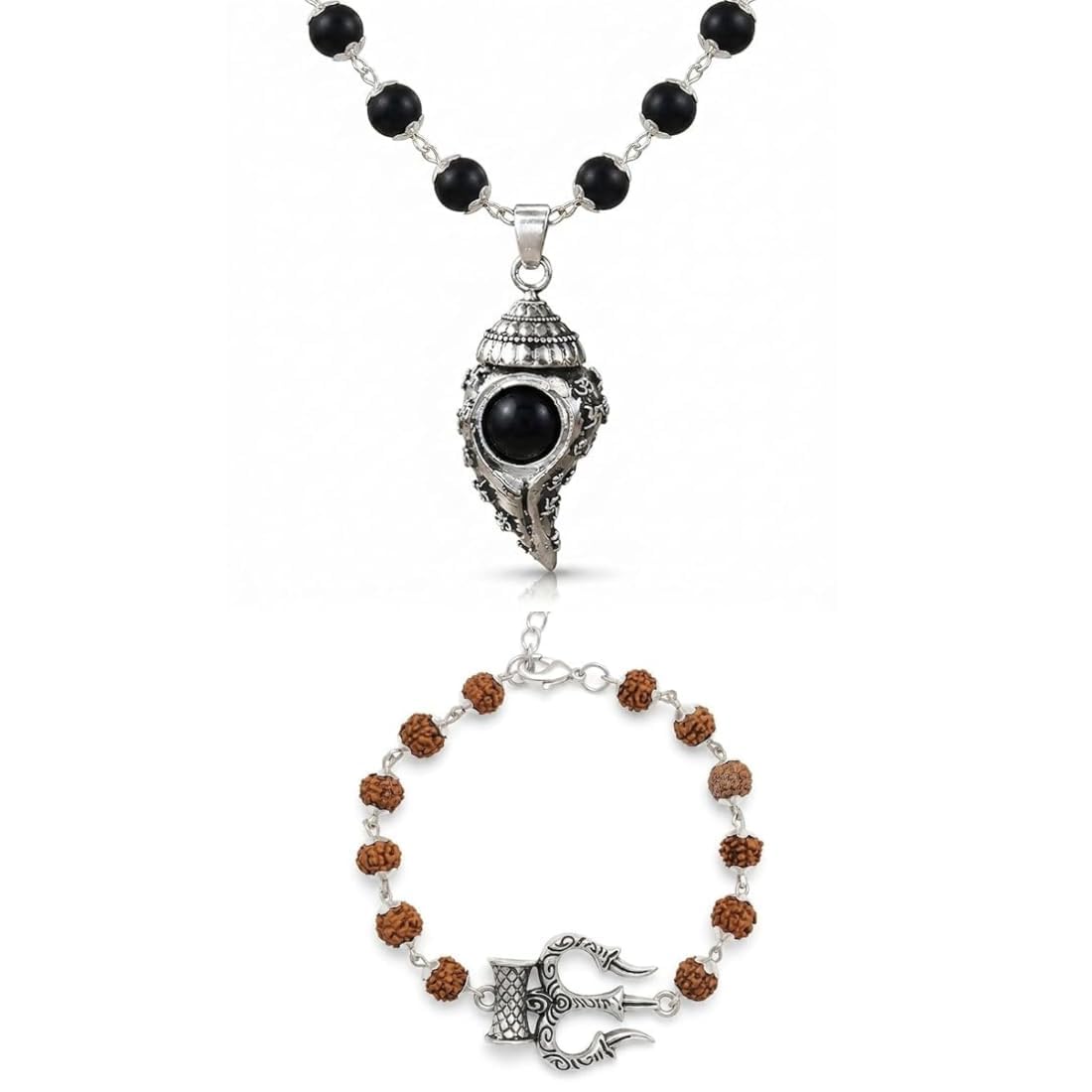 Religious Hanuman Face Karungali Mala and Rudraksha Trishul Bracelet Combo Set | Natural Ebony Wood Spiritual Beads for Meditation, Prayer, Spiritual Practice, Positive Energy & Protection | Unisex Jewellery-image-36