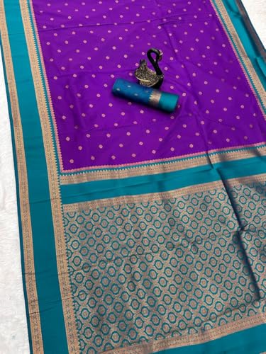 Image of Dharmavaram Pattu Paithani Saree Pure Silk Zari Weaving Floral Border Rich Pallu With Blouse Piece