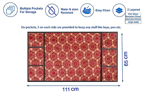 Image of The Furnishing Tree Fridge Top Cover Compatible for Samsung RR20C1823U8 /HL, 183 LTR WxL 65x111 in CM Frieze Pattern Maroon