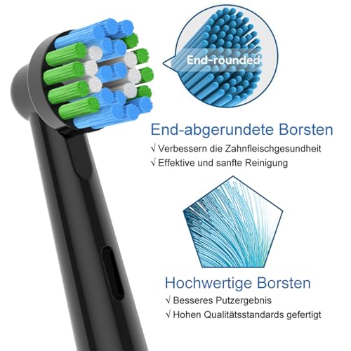 16 Stück Precision Clean Aufsteckbürsten Kompatibel mit Oral B Elektrische Zahnbürsten, Schwarz 4