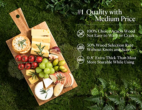 Dofira Acacia Wood Cutting Board, Decorative Honeycomb Design, Wooden Kitchen Chopping Board With Handle, Hex Star Series Serving Board For Charcuterie Cheese Bread Meat,16.5X7.5In (Gift Packaging) #TOP2