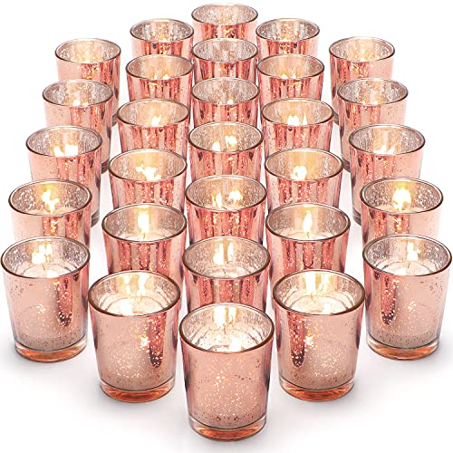 Letine 36Pcs Rose Gold Votive Candle Holders, Tea Lights Candle Holder For Rose Gold Party Decorations - Ideal For Wedding Centerpieces, Bridal Shower, Valentine's Day Table Decor #TOP26