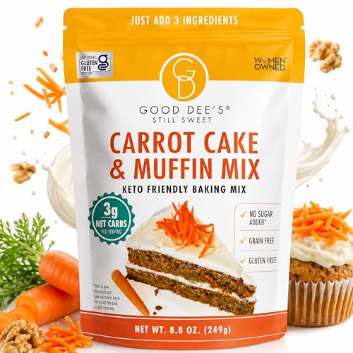 Good Dees Low Carb Baking Mix, Carrot Muffin & Cake Mix, Keto Baking Mix, No Sugar Added, Gluten Free, Dairy-Free, Diabetic (Pack of 1)