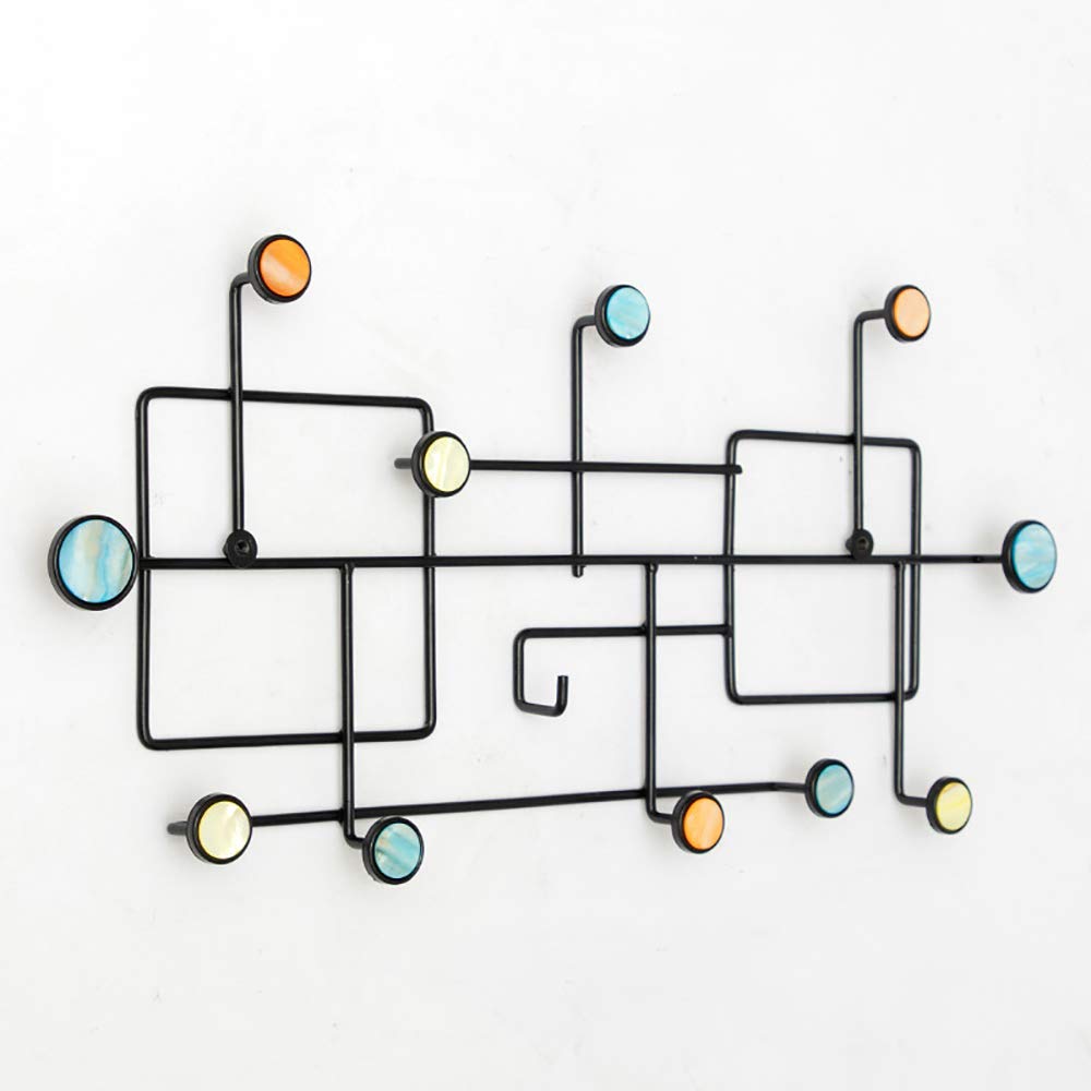 AI HUI Creative Square Coat Hook Rack Iron art Decorative Wall Mounted Coat Rack Display Storage Black Multifunction Hallway Wall Coat Hooks