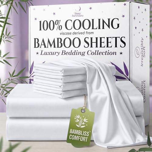 10 Best Bamboo Bed Sheets That Will Revolutionize Your Sleep 5 SLEEP SANCTUARY Bamboo Cooling Sheets King Size Set