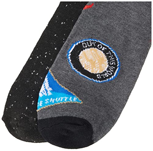 SAN mens Nasa 2 Pack Crew Casual Sock, Black Multi, 10 13 US2