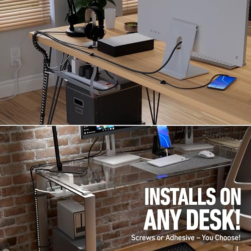 Kit Organizador de Cables para Escritorio D-Line – Bandeja Porta Cable para Gestión Bajo Escritorio con Envoltura en Espiral, Banda y Clips para Cables – Fácil de Instalar, Reduce Desorden, Mejora Apariencia miniatura 4