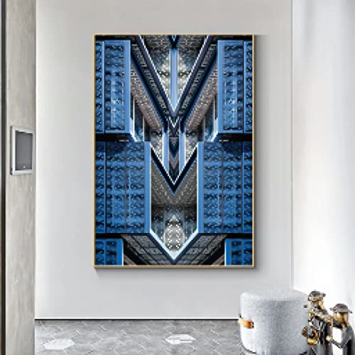 Toile géométrique bleue affiche scandinave 50x70cm - 5