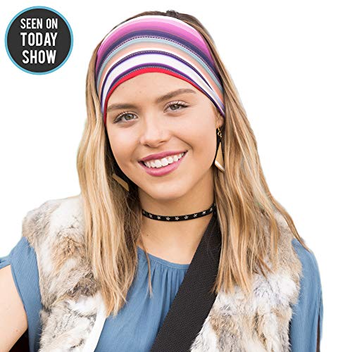 Violet Love Womens Yoga Headbands - Star Signs Fashion Print Pattern Couture Headband, Best Non-Slip Sport Headbands for Women, Girls, Men, Walking, Exercise, Running, Gym, Sports - Capricorn