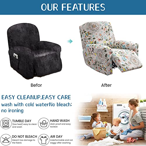Image of Eco-Ancheng Recliner Slipcovers 4-Pieces Lazyboy Recliner Covers Recliner Couch Covers Recliner Chair Cover Non Slip Reclining Slipcovers with Storage Pockets Furniture Protector for Living Room