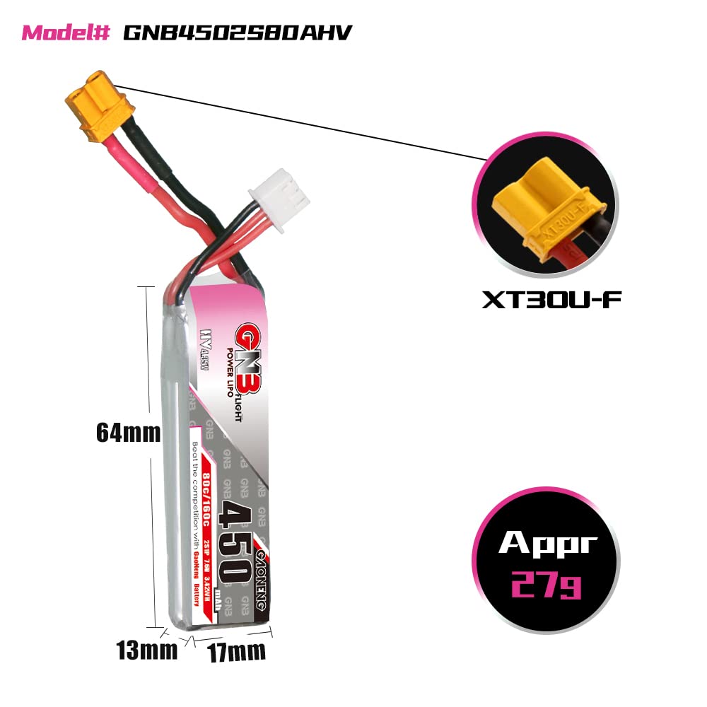 【美品】GNB 650mAh 2S HV Lipoバッテリー 8本セット GAONENG GNB LiHV 4S 15.2V 650mAh 120C XT30 LiPo Battery for