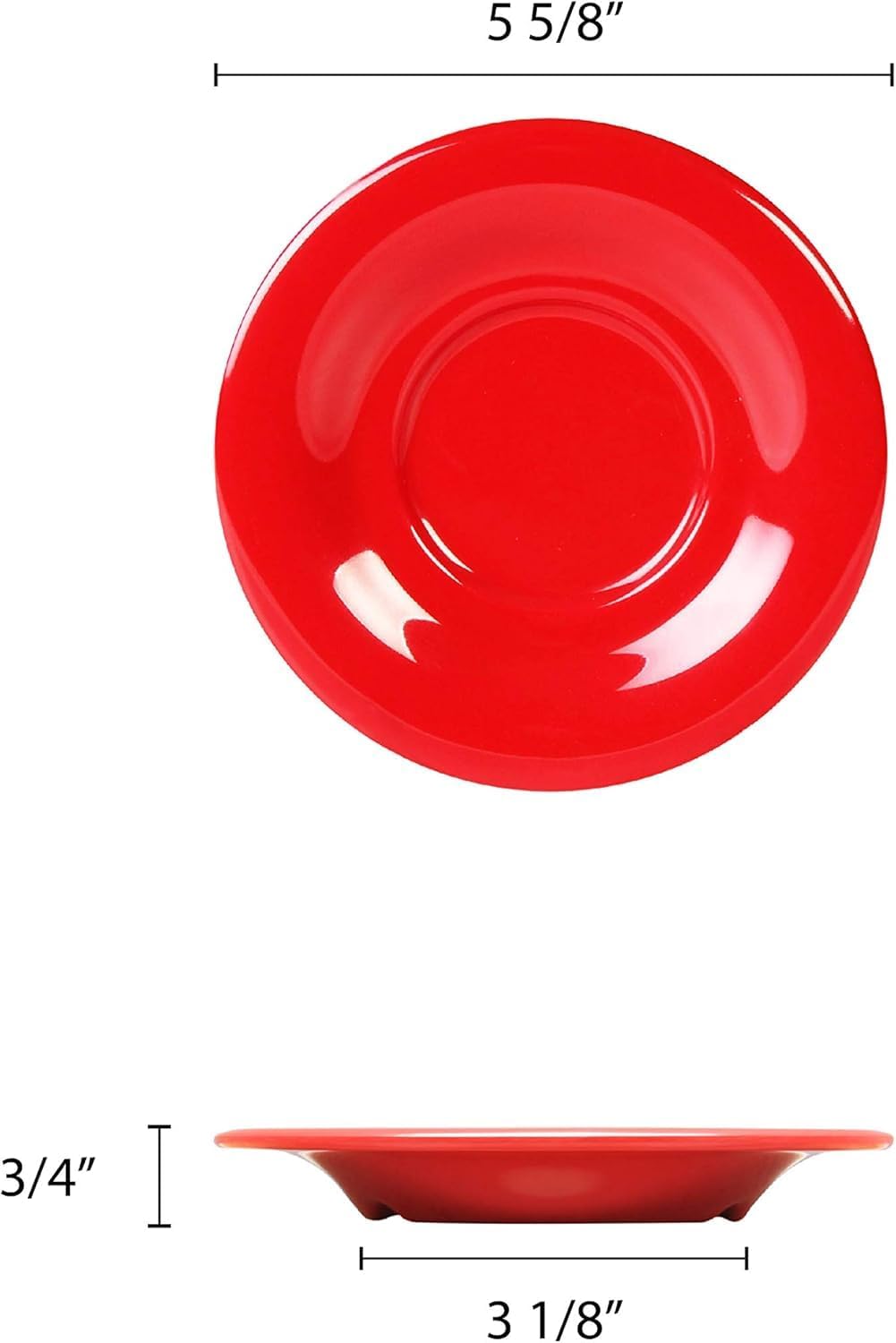 TrueCraftware- 5-1/2” Saucer Melamine Pure Red Color Set of 12 for Bouillon Cup/Mug Cup - Dishwasher Safe Break-Resistant Appetizer Dessert Plates Coffee Cup Saucers Drinkware Home Cafe Restaurants