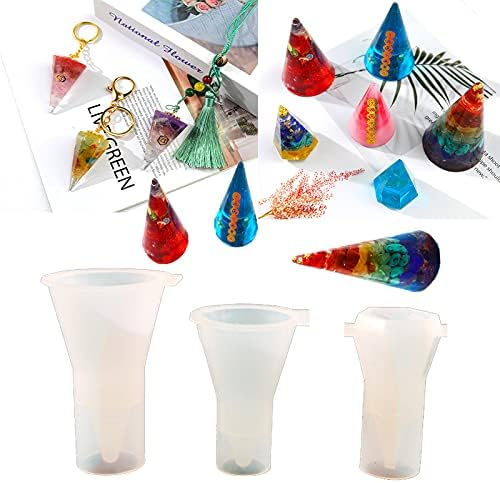 MRRY Paquete de 3 moldes hexagonales de resina epoxi, moldes de silicona piramidal, moldes para hacer manualidades, para hacer manualidades, para