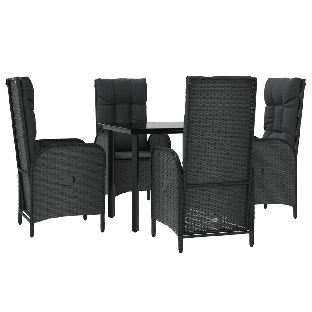 Salon de jardin en résine tressée noire avec coussins pour vos repas conviviaux en terrasse