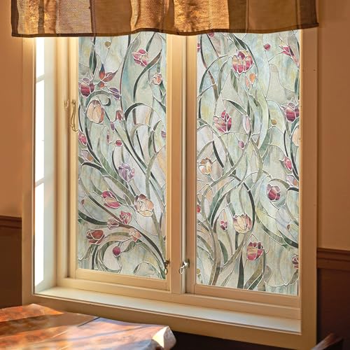 Vinilo decorativo para ventana con diseño floral 17 x 39.4 in miniatura 7