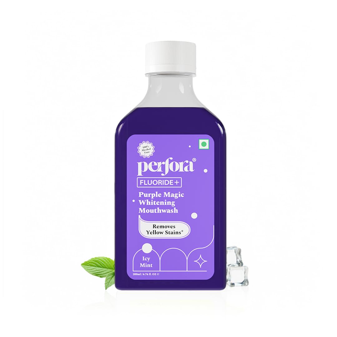 Perfora Purple Teeth Whitening Mouthwash | Alcohol Free | Mouth freshner With Active Ingredients Like ImerCare® PerlWhite 19| No Artificial Colors | Suitable for Men, Women, Children | 200ml-image-3