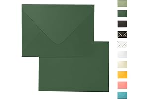 Premium 100 Pack Dark Green A7 Envelopes (5x7 Inches)
