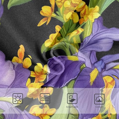 Purple Irises Yellow Flowers Black Toddler Underwear Custom 2t Cotton Panties for Girl Colorful Undies Kids Briefs3