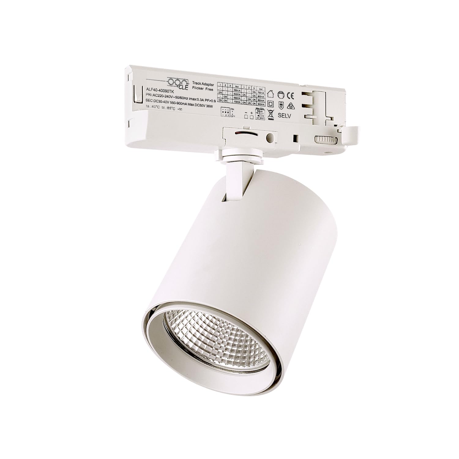 CLE LED 3 Ph Stromschienenstrahler weiß Small Business 30W 36° 3500K 3300lm