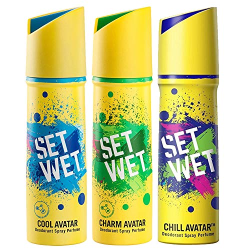Set Wet Deodorant Spray Perfume Fresh for Men, 150ml (Cool, Charm and Chill Avatar, Pack of 3)