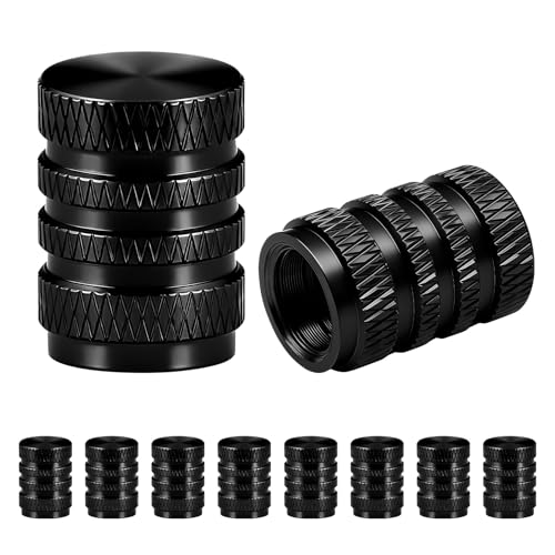 10 PcsTapones Rueda Coche Negros, Tapones Valvula Coches, Tapones de Válvulas para Neumáticos de Coche, Tapa de Válvula de Aleación de Aluminio para Automóviles, Moto, Bicicletas, Camiones