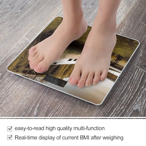 Báscula digital para baño con pantalla LED clara, base de vidrio templado miniatura 5