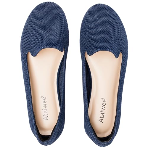 Image of Ataiwee Women's Wide Width Flat Shoes, Fashion Comfortable Plus Size Cute Round Toe Slip on Loafer Shoes.